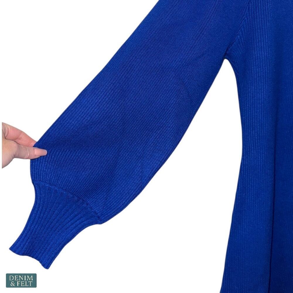 Farm Rio Bright Blue Ribbed Knit Heart Cutout‎ Turtleneck Sweater Midi Dress NEW - Picture 12 of 16
